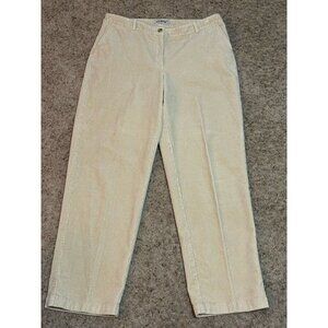 LL BEAN Womens Beige Corduroy Trouser Pants Straight Fit Sz 12 Tall 34x30 READ